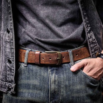 Men’s Genuine Leather Belt – Italian Cowhide with Brass Buckle 12